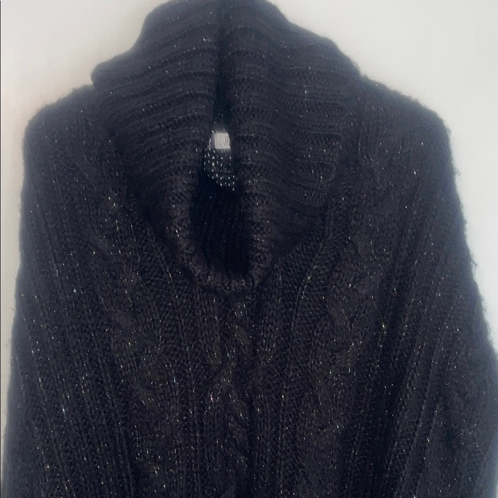 Jennifer Lopez Black Cowl Neck Oversized Sweater
